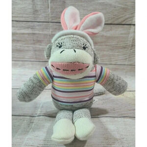Dan Dee Collector’s Plush Knit Sock Monkey Stuffed Animal Easter Bunny Ears